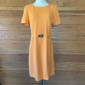 St. John 90s Y2K vintage orange Santana knit belted orange sheath dress